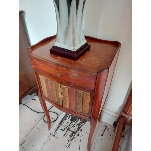 756 - Pair of Edwardian satinwood bedside lockers raised on cabriole legs {74 cm H x 38 cm W x 32 cm D}. (... 