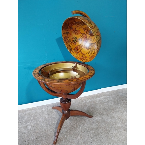 760 - Globe on stand in the form of a drinks' cabinet { 120cm H X 80cm Dia }.{ cm H  cm W cm D}. (NOT AVAI... 