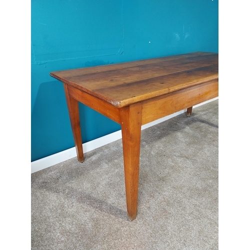 769 - 19th C. elm County House Kitchen table with brushing slide raised on square tapered legs {76 cm H 16... 