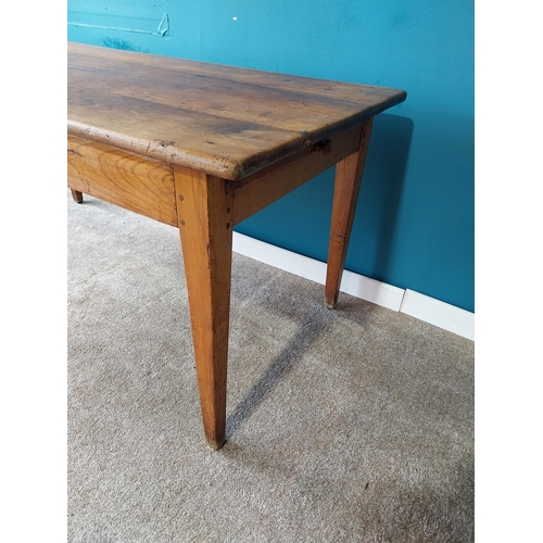 769 - 19th C. elm County House Kitchen table with brushing slide raised on square tapered legs {76 cm H 16... 