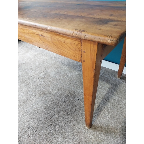 769 - 19th C. elm County House Kitchen table with brushing slide raised on square tapered legs {76 cm H 16... 