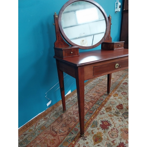 771 - 19th C. mahogany dressing table with single drawer in the frieze raised on square tapered legs {140 ... 