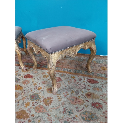 772 - Good quality pair of upholstered giltwood stools raised on carved cabriole legs in the 18th. C. styl... 