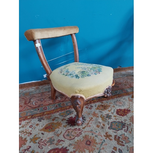 774 - 19th. C. Upholstered mahogany nursing chair raised on cabriole legs { 68cm H X 50cm W X 47cm D } { c... 