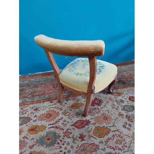 774 - 19th. C. Upholstered mahogany nursing chair raised on cabriole legs { 68cm H X 50cm W X 47cm D } { c... 