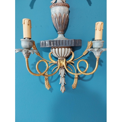 777 - Pair of exceptional quality carved wooden and gilded metal Italian wheatsheaf wall lights {72 cm H x... 