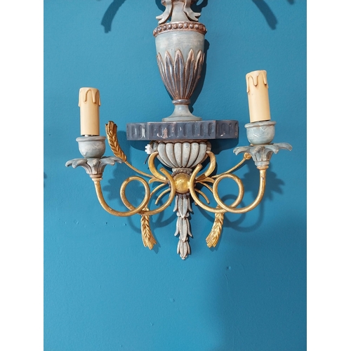 777 - Pair of exceptional quality carved wooden and gilded metal Italian wheatsheaf wall lights {72 cm H x... 