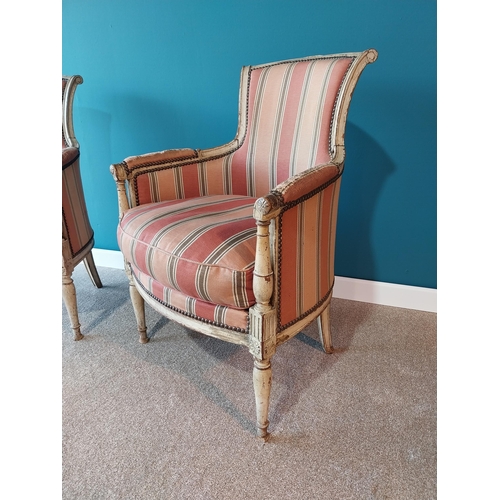 779 - Pair of good quality early 19th C. painted walnut and upholstered armchairs in the Empire style {91 ... 