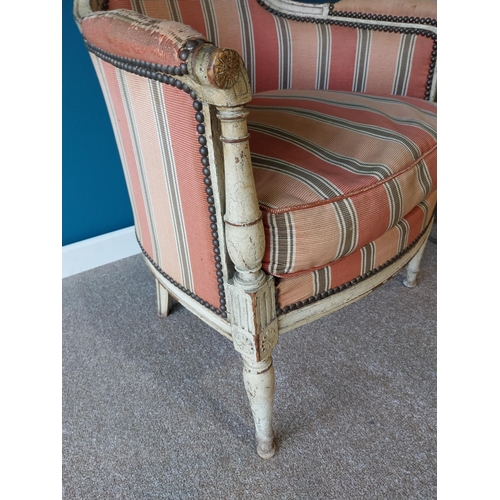 779 - Pair of good quality early 19th C. painted walnut and upholstered armchairs in the Empire style {91 ... 