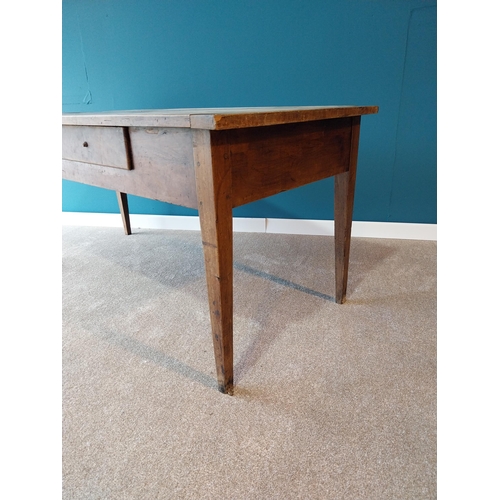 783 - 19th C. elm Country Kitchen table with two drawers raised on square tapered legs {76 cm H x 165 cm W... 