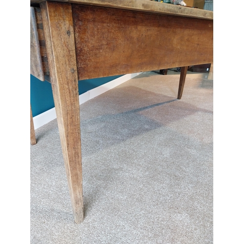 783 - 19th C. elm Country Kitchen table with two drawers raised on square tapered legs {76 cm H x 165 cm W... 