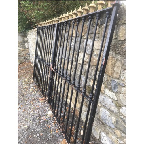 617 - Pair of exceptional quality wrought iron entrance gates {193 cm H x 335 cm W}.