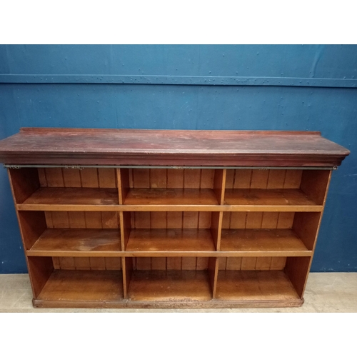 798 - 1950's wall mounted shelving. {H 125cm x W 212cm x D 45cm }.