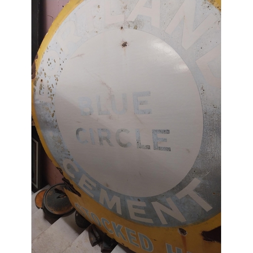 154 - Portland Blue Circle Cement Stock Here enamel advertising sign. {147 cm H x 122 cm W}.