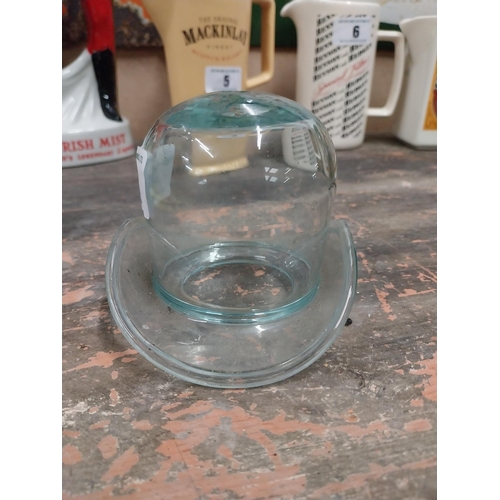 10 - Glass model of bowler hat. {8 cm H x 12 cm W x 9 cm D}.