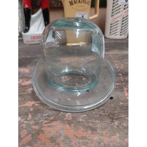 10 - Glass model of bowler hat. {8 cm H x 12 cm W x 9 cm D}.