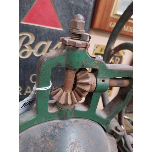 106 - 19th C. cast iron and wooden coffee grinder. {51 cm H x 24 cm W x 31 cm W}.150