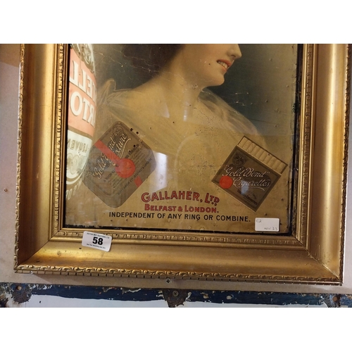 58 - Framed Gallaher's Gold Bond advertising showcard. {65 cm H x 52 cm W}.