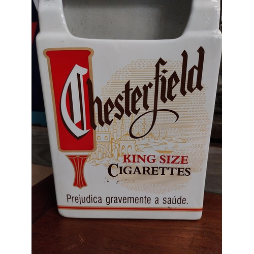 587 - Chesterfield King Size Cigarettes ceramic napkin dispenser. {30 cm H x 16 cm W x 7 cm D}.