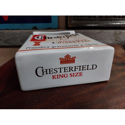 587 - Chesterfield King Size Cigarettes ceramic napkin dispenser. {30 cm H x 16 cm W x 7 cm D}.