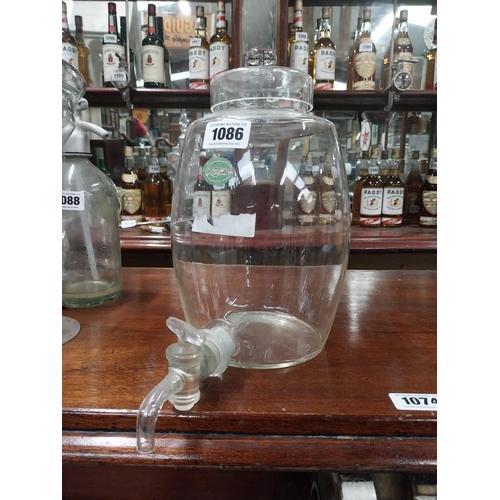 1086 - Early 20th C. glass whiskey dispenser. {34 cm H x 20 cm W x 30 cm W}.