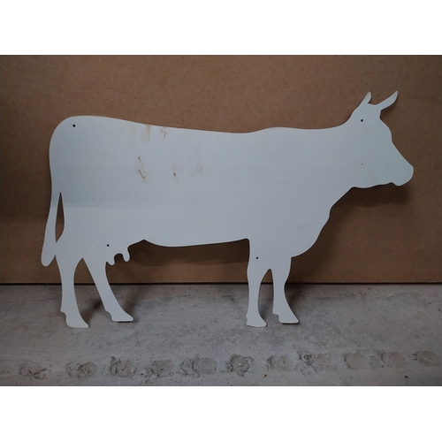 589 - Tin plate Butchers advertisement in the form of a Cow. {23 cm H x 49 cm W}.