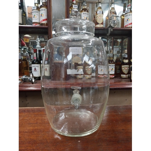 1086 - Early 20th C. glass whiskey dispenser. {34 cm H x 20 cm W x 30 cm W}.