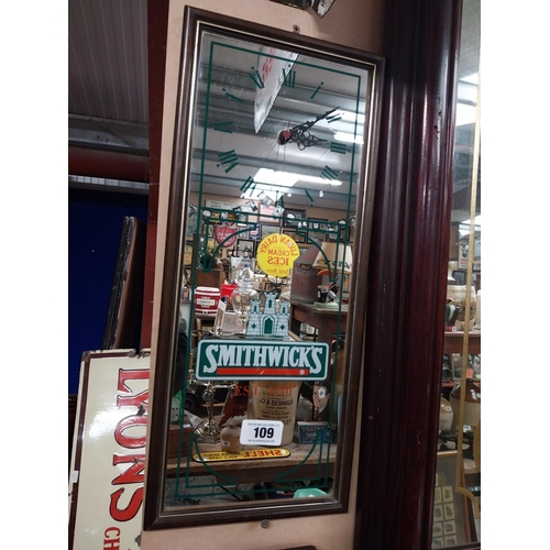 109 - Smithwick's advertising clock {54 cm H X 23 cm W}.