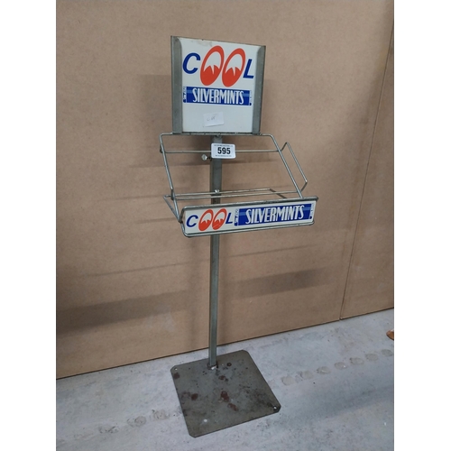 595 - Cool Silvermints chrome and metal sweet display stand. {70 cm H x 23 cm W x 18 cm D}.