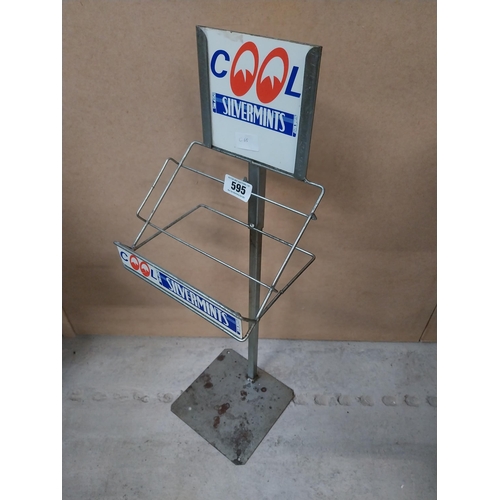 595 - Cool Silvermints chrome and metal sweet display stand. {70 cm H x 23 cm W x 18 cm D}.