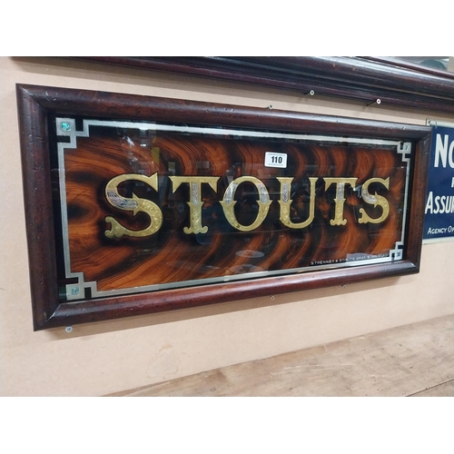 110 - Stouts reverse painted glass advertising sign by Strenner and Sons Gray's Inn Road in wooden frame. ... 