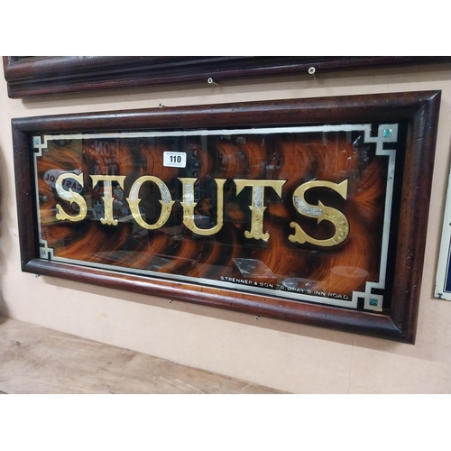 110 - Stouts reverse painted glass advertising sign by Strenner and Sons Gray's Inn Road in wooden frame. ... 