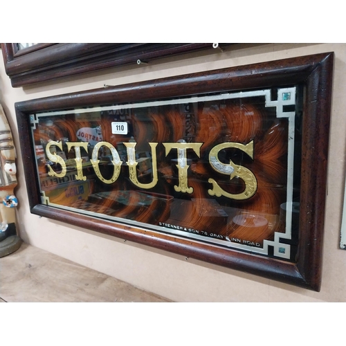 110 - Stouts reverse painted glass advertising sign by Strenner and Sons Gray's Inn Road in wooden frame. ... 