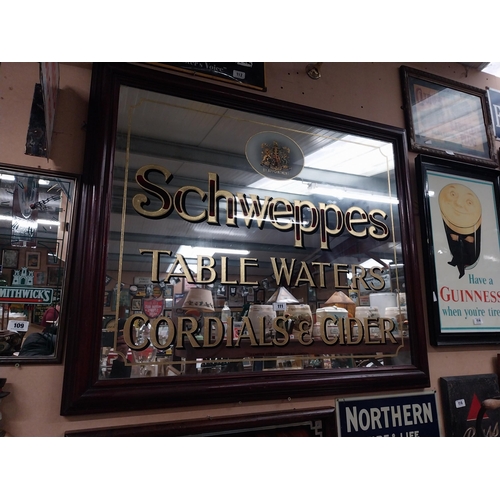 111 - Schweppes Table Waters Cordials and Cider framed advertising mirror by J Carter 273 Grays Inn Road L... 