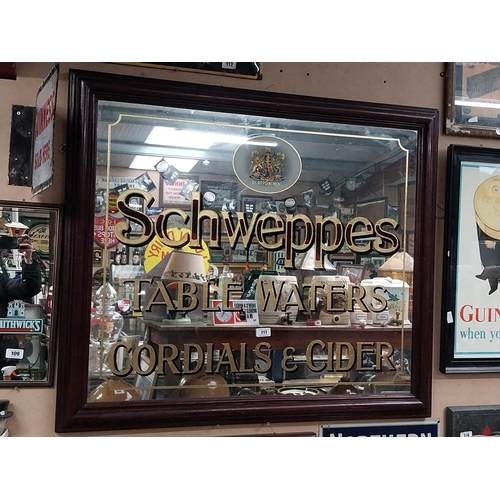 111 - Schweppes Table Waters Cordials and Cider framed advertising mirror by J Carter 273 Grays Inn Road L... 