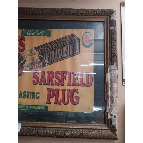 113 - Clunes Sarsfield Plug framed advertising print. {42 cm H x 56 cm W}.