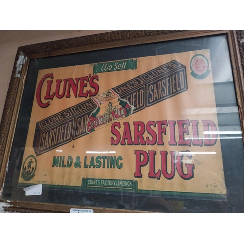 113 - Clunes Sarsfield Plug framed advertising print. {42 cm H x 56 cm W}.