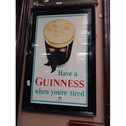 114 - Have a Guinness when you are Tired framed advertising print. {80 cm H x 52 cm W}.