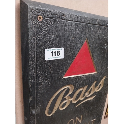 116 - Early 20th C. Bass on Draught slate advertisement. {31 cm H x 48 cm W}.