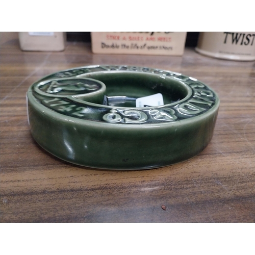 127 - Whitbread and Co stoneware advertising ashtray. {3 cm H x 12 cm W x 15 cm D}.