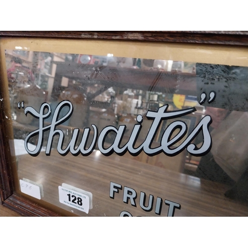 128 - Thwaites Fruit Cordials framed advertising mirror. {31 cm H x 41 cm W}.