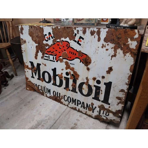 13 - Mobiloil enamel advertising sign. {76 cm H x 114 cm W}.