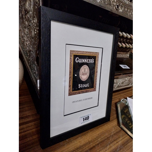 140 - Guinness's Stout Obtainable Everywhere framed advertising print. {30 cm H x 24 cm W}.