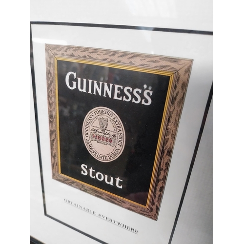 140 - Guinness's Stout Obtainable Everywhere framed advertising print. {30 cm H x 24 cm W}.