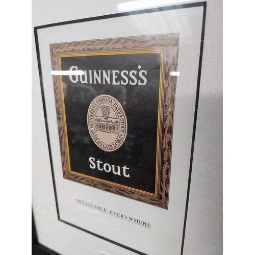 140 - Guinness's Stout Obtainable Everywhere framed advertising print. {30 cm H x 24 cm W}.