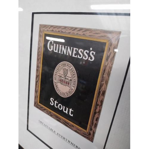 140 - Guinness's Stout Obtainable Everywhere framed advertising print. {30 cm H x 24 cm W}.