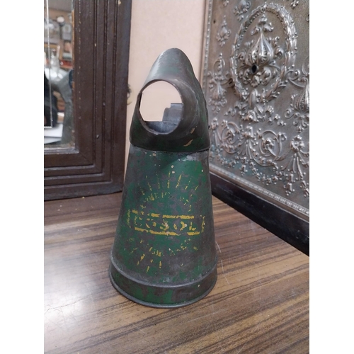 147 - 1930's Cosol oil measure. {29 cm H x 20 cm W x 11 cm D}.