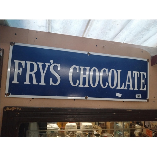 148 - Fry's Chocolate enamel advertising sign. {20 cm H x 91 cm W}.