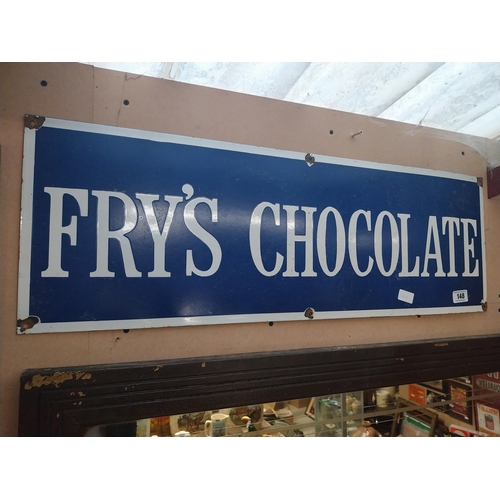 148 - Fry's Chocolate enamel advertising sign. {20 cm H x 91 cm W}.