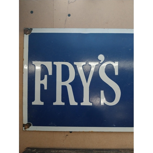 148 - Fry's Chocolate enamel advertising sign. {20 cm H x 91 cm W}.